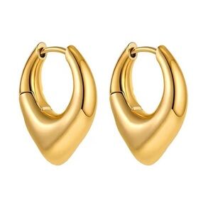 Gold Heart  Ear Huggies Hoop Drop Earrings - Women's Jewelry  Waterproof